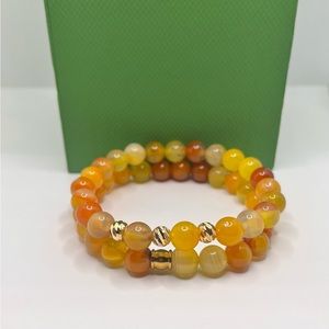 Orange Agate Gemstone Bracelet Set 🧡